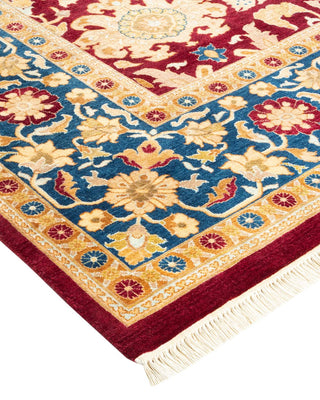 Traditional Mogul Red Wool Area Rug 6' 1" x 9' 4" - Solo Rugs