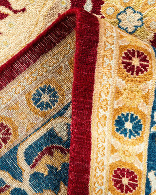 Traditional Mogul Red Wool Area Rug 6' 1" x 9' 4" - Solo Rugs