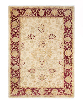 Traditional Mogul Ivory Wool Area Rug 6' 2" x 8' 6" - Solo Rugs