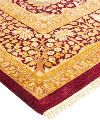 Traditional Mogul Red Wool Area Rug 6' 1" x 9' 3" - Solo Rugs
