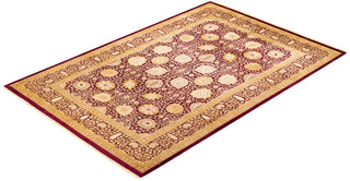 Traditional Mogul Red Wool Area Rug 6' 1" x 9' 3" - Solo Rugs