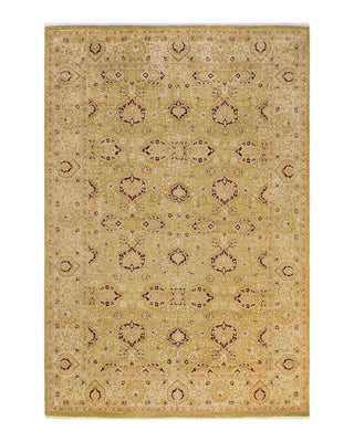Traditional Mogul Green Wool Area Rug 6' 1" x 9' 0" - Solo Rugs