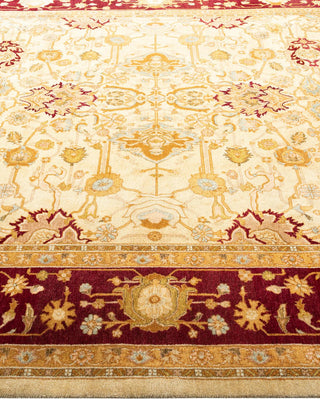 Traditional Mogul Ivory Wool Area Rug 6' 2" x 9' 3" - Solo Rugs