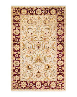 Traditional Mogul Ivory Wool Area Rug 4' 8" x 7' 2" - Solo Rugs