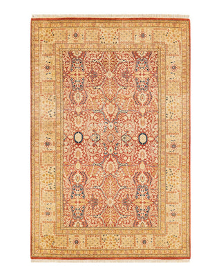 Traditional Mogul Orange Wool Area Rug 4' 9" x 7' 1" - Solo Rugs