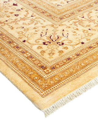 Traditional Mogul Ivory Wool Area Rug 9' 0" x 11' 3" - Solo Rugs