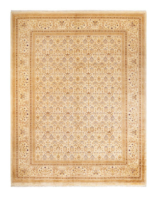 Traditional Mogul Ivory Wool Area Rug 9' 0" x 11' 3" - Solo Rugs