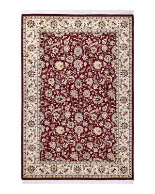 Traditional Mogul Red Wool Area Rug 4' 3" x 6' 3" - Solo Rugs