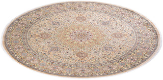 Traditional Mogul Beige Wool Round Area Rug 8' 1" x 8' 4" - Solo Rugs