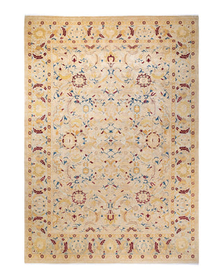 Traditional Mogul Ivory Wool Area Rug 9' 1" x 12' 7" - Solo Rugs