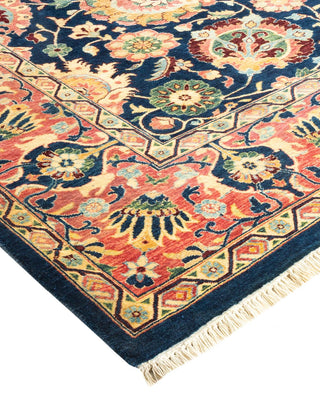 Traditional Mogul Blue Wool Area Rug 6' 2" x 8' 10" - Solo Rugs