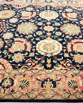 Traditional Mogul Blue Wool Area Rug 6' 2" x 8' 10" - Solo Rugs