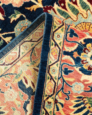 Traditional Mogul Blue Wool Area Rug 6' 2" x 8' 10" - Solo Rugs