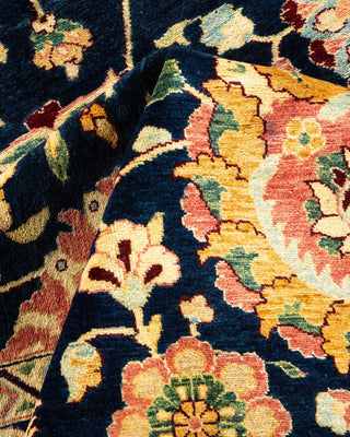 Traditional Mogul Blue Wool Area Rug 6' 2" x 8' 10" - Solo Rugs