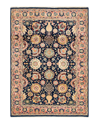 Traditional Mogul Blue Wool Area Rug 6' 2" x 8' 10" - Solo Rugs