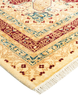 Traditional Mogul Ivory Wool Area Rug 6' 3" x 9' 3" - Solo Rugs