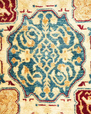 Traditional Mogul Ivory Wool Area Rug 6' 3" x 9' 3" - Solo Rugs