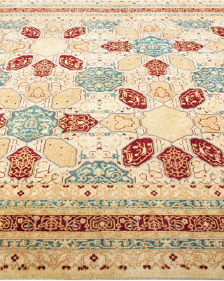 Traditional Mogul Ivory Wool Area Rug 6' 3" x 9' 3" - Solo Rugs