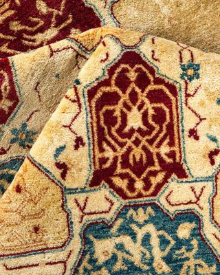Traditional Mogul Ivory Wool Area Rug 6' 3" x 9' 3" - Solo Rugs