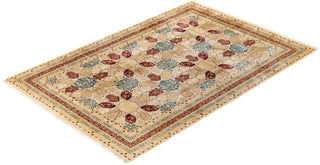 Traditional Mogul Ivory Wool Area Rug 6' 3" x 9' 3" - Solo Rugs