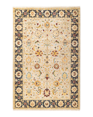 Traditional Mogul Ivory Wool Area Rug 6' 2" x 9' 1" - Solo Rugs