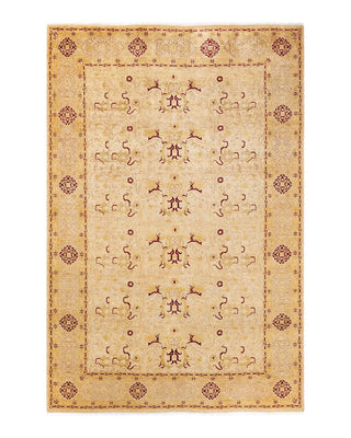 Traditional Mogul Ivory Wool Area Rug 6' 1" x 9' 2" - Solo Rugs
