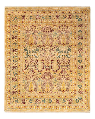 Traditional Mogul Yellow Wool Area Rug 8' 3" x 10' 1" - Solo Rugs