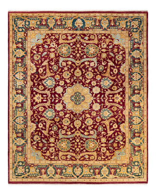 Traditional Mogul Red Wool Area Rug 8' 2" x 10' 0" - Solo Rugs