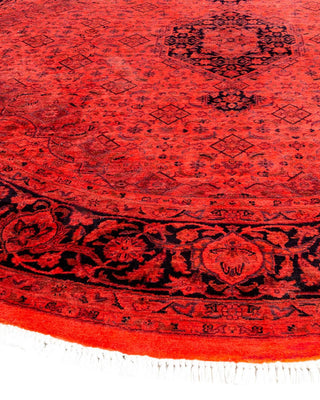 Contemporary Fine Vibrance Orange Wool Round Area Rug 6' 8" x 6' 8" - Solo Rugs