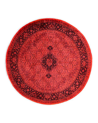 Contemporary Fine Vibrance Orange Wool Round Area Rug 6' 8" x 6' 8" - Solo Rugs