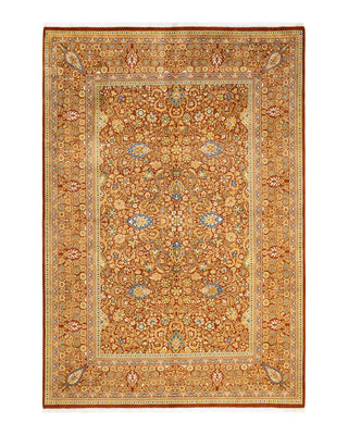 Traditional Mogul Orange Wool Area Rug 6' 1" x 8' 10" - Solo Rugs