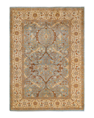 Contemporary Eclectic Light Blue Wool Area Rug 6' 1" x 8' 10" - Solo Rugs