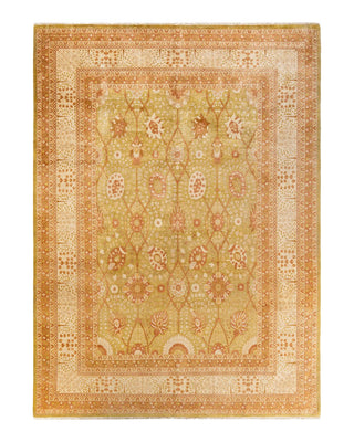 Traditional Mogul Green Wool Area Rug 9' 1" x 12' 6" - Solo Rugs