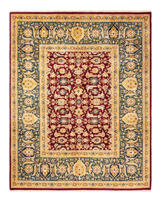 Traditional Mogul Red Wool Area Rug 8' 3" x 10' 3" - Solo Rugs