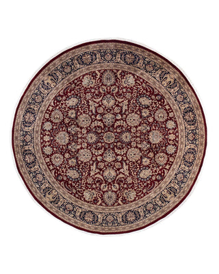 Traditional Mogul Red Wool Round Area Rug 10' 0" x 10' 2" - Solo Rugs
