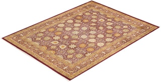 Traditional Mogul Purple Wool Area Rug 8' 0" x 10' 6" - Solo Rugs