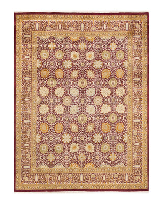 Traditional Mogul Purple Wool Area Rug 8' 0" x 10' 6" - Solo Rugs