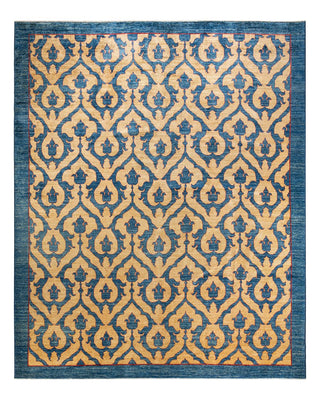 Contemporary Eclectic Blue Wool Area Rug 10' 3" x 12' 7" - Solo Rugs