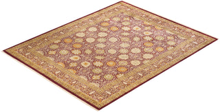 Traditional Mogul Purple Wool Area Rug 8' 1" x 10' 1" - Solo Rugs