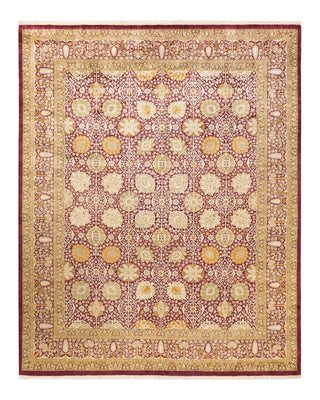 Traditional Mogul Purple Wool Area Rug 8' 1" x 10' 1" - Solo Rugs