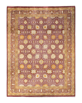Traditional Mogul Purple Wool Area Rug 10' 2" x 13' 6" - Solo Rugs