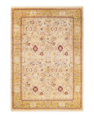 Traditional Mogul Ivory Wool Area Rug 6' 2" x 8' 10" - Solo Rugs
