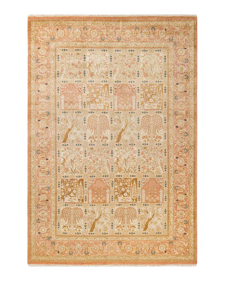 Traditional Mogul Pink Wool Area Rug 6' 1" x 8' 10" - Solo Rugs