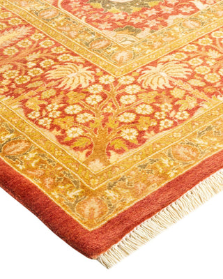 Traditional Mogul Orange Wool Area Rug 6' 1" x 9' 0" - Solo Rugs