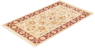 Traditional Mogul Ivory Wool Area Rug 3' 2" x 5' 2" - Solo Rugs