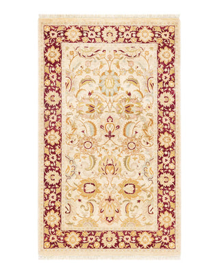 Traditional Mogul Ivory Wool Area Rug 3' 2" x 5' 2" - Solo Rugs