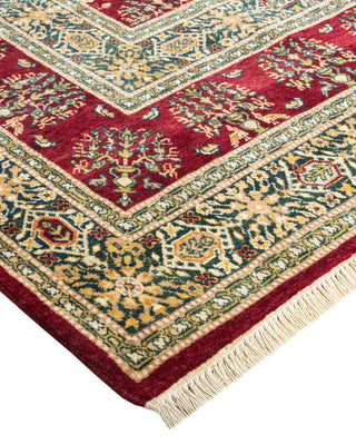 Traditional Mogul Red Wool Area Rug 6' 3" x 9' 2" - Solo Rugs