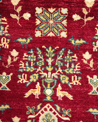 Traditional Mogul Red Wool Area Rug 6' 3" x 9' 2" - Solo Rugs