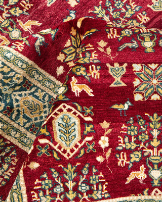 Traditional Mogul Red Wool Area Rug 6' 3" x 9' 2" - Solo Rugs