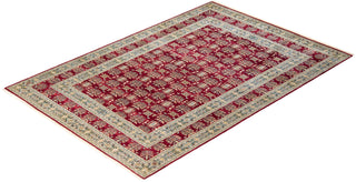 Traditional Mogul Red Wool Area Rug 6' 3" x 9' 2" - Solo Rugs